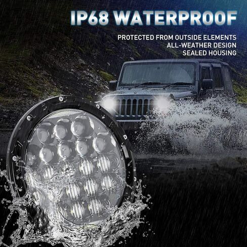 7 Inch Round LED Headlight, DOT Approved H6024 Hi/Lo Beam with DRL, Black Housing - Compatible with J-eep Wrangler JK/JKU/TJ/LJ/CJ, Chevy, F-ord& More | High Brightness in Saudi Arabia