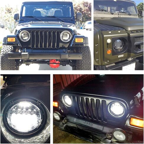 7 Inch Round LED Headlight, DOT Approved H6024 Hi/Lo Beam with DRL, Black Housing - Compatible with J-eep Wrangler JK/JKU/TJ/LJ/CJ, Chevy, F-ord& More | High Brightness in Saudi Arabia