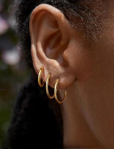 3 Pairs Sterling Silver Hoop Earrings Lightweight Gold/Silver Hoop Earrings for Women Large Silver Sleeper Earrings Gold Hoops 16/18/20MM in Saudi Arabia