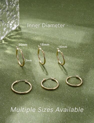 3 Pairs Sterling Silver Hoop Earrings Lightweight Gold/Silver Hoop Earrings for Women Large Silver Sleeper Earrings Gold Hoops 16/18/20MM in Saudi Arabia