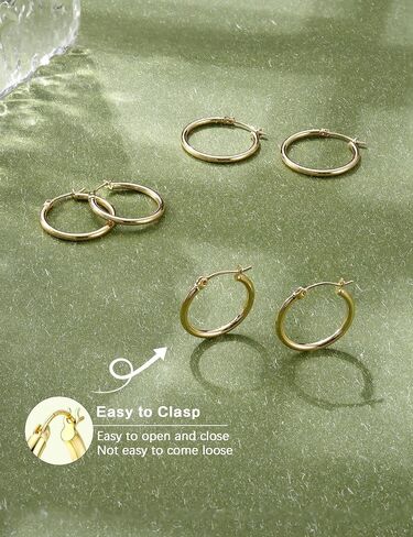 3 Pairs Sterling Silver Hoop Earrings Lightweight Gold/Silver Hoop Earrings for Women Large Silver Sleeper Earrings Gold Hoops 16/18/20MM in Saudi Arabia
