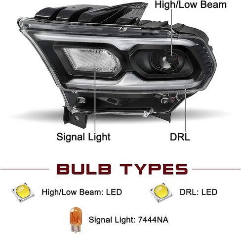 JSBOYAT Driver Left Side Headlight Assembly Fit for 2021-2024 Dodge Durango Black Bezel LED Projector and Halogen Turn Signal, OE Style w/LED DRL Headlamp Replacement 68433779AE in Saudi Arabia