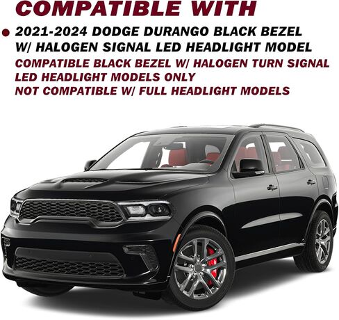 JSBOYAT Driver Left Side Headlight Assembly Fit for 2021-2024 Dodge Durango Black Bezel LED Projector and Halogen Turn Signal, OE Style w/LED DRL Headlamp Replacement 68433779AE in Saudi Arabia