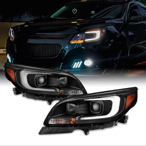 AKKON - للمصابيح الأمامية لجهاز العرض 2013-2015 Chevy Malibu C-Bar LED DRL لليسار واليمين - أسود in Saudi Arabia