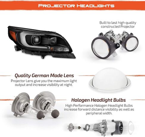 AKKON - للمصابيح الأمامية لجهاز العرض 2013-2015 Chevy Malibu C-Bar LED DRL لليسار واليمين - أسود in Saudi Arabia
