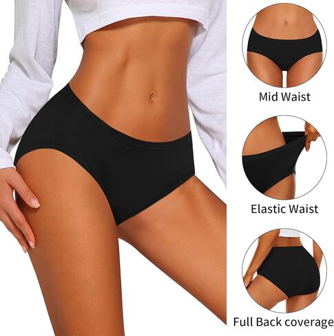 Cotton Underwear for Women, Soft Breathable Bikini Panties, Stretchy & No Show Design, Comfortable Ladies Briefs 6 Pack in Saudi Arabia