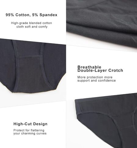 Cotton Underwear for Women, Soft Breathable Bikini Panties, Stretchy & No Show Design, Comfortable Ladies Briefs 6 Pack in Saudi Arabia