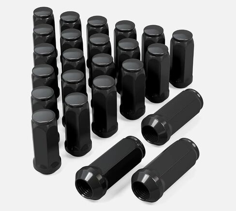 24PCS 1/2"-20 Lug Nuts, Hunting Horse 1.9 inch Tall Closed End Chrome Lug Nuts Cone Seat, 3/4 inch Hex, Black in Saudi Arabia