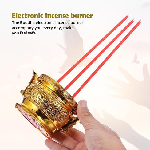 Cabilock Led Buddha Electronic Incense Burner Decorative Censer for Home Battery Operated for Daily Use and Present Choices Enhancing Buddhist Votive Decor in Saudi Arabia