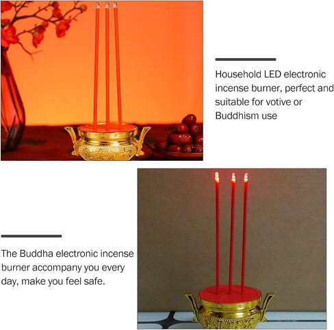 Cabilock Led Buddha Electronic Incense Burner Decorative Censer for Home Battery Operated for Daily Use and Present Choices Enhancing Buddhist Votive Decor in Saudi Arabia