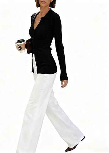 سترات Dressmine كارديجان للنساء خفيفة الوزن وطويلة، سترة كاجوال بأزرار سفلية مناسبة لملابس الخريف in Kuwait