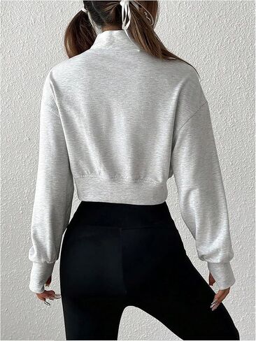 Milumia Women's Y2k Half Zip Cropped Sweatshirt Mock Neck Long Sleeve Sport Crop Tops Streetwear in Saudi Arabia