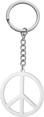 TEAMER Peace Sign Symbol Keychain Stainless Steel Geometric Peace Symbol Keychain Hippie Jewelry For Women in Saudi Arabia