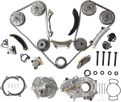 مجموعة سلسلة التوقيت AUCERAMIC 9-0753S مع مضخة مياه وزيت ضرس VVT مناسبة لـ 2007-2022 Chevy Equinox Malibu Traverse GMC Acadia Cadillac CTS SRX Buick Enclave 3.0L 3.6L V6 in Saudi Arabia