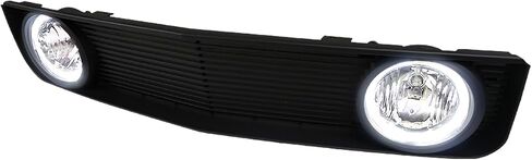 SPEC-D TUNING Black Front Hood Grille with Clear Halo Fog Lights Compatible with 2005-2009 Ford Mustang V6 in Saudi Arabia