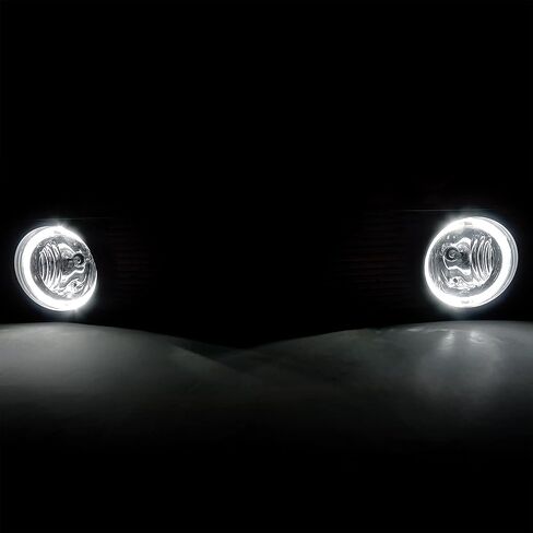 SPEC-D TUNING Black Front Hood Grille with Clear Halo Fog Lights Compatible with 2005-2009 Ford Mustang V6 in Saudi Arabia