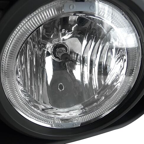 SPEC-D TUNING Black Front Hood Grille with Clear Halo Fog Lights Compatible with 2005-2009 Ford Mustang V6 in Saudi Arabia