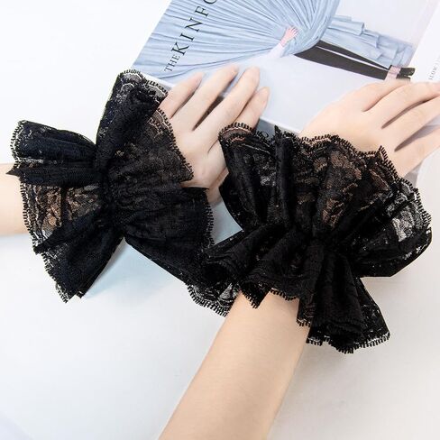 Lace Gloves Clown Accessories for Women, Lace Fingerless Gloves Clown Costume for Halloween Wedding Party in Kuwait