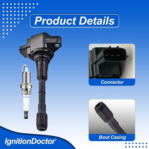 UF582 Ignition Coil and Iridium Laser Spark Plugs 5266 Compatible with Honda Civic 2006-2011 L4 1.8L - Replace# 30520RNAA01 IZFR6K11S in Saudi Arabia