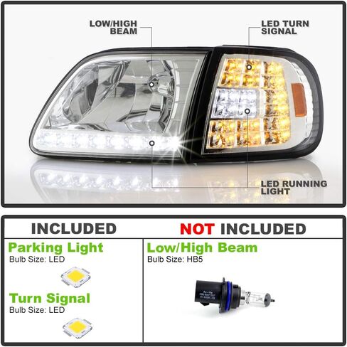 ACANII - For 1997-2003 Ford F150 Expedition LED Headlights w/LED Corner Signal Head Lights Lamps Driver & Passenger Side in Saudi Arabia