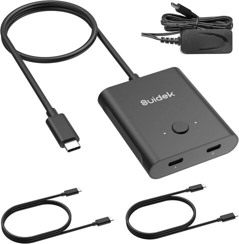 USB C Switch ، USB C Switcher 1 in 2 Out/2 in 1 Out Support 8K@60Hz Video 100W PD Charging ، مع كابل USB C ومحول الطاقة 5V 1A in Kuwait