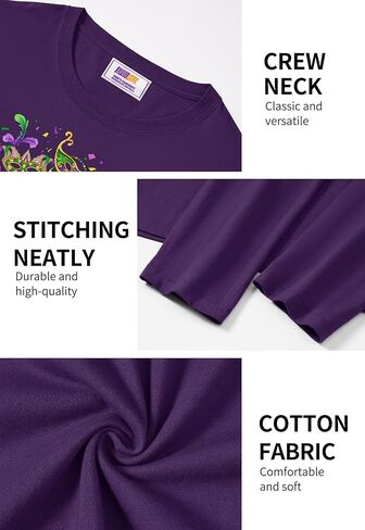 تي شيرت Arvilhill رجالي Mardi Gras بأكمام طويلة ورقبة مستديرة وطباعة كرنفال كلاسيكي (S-3XL) in Kuwait