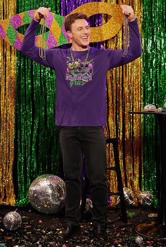 تي شيرت Arvilhill رجالي Mardi Gras بأكمام طويلة ورقبة مستديرة وطباعة كرنفال كلاسيكي (S-3XL) in Kuwait