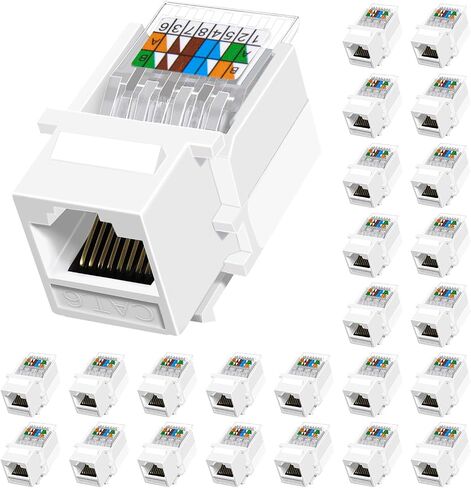 CAT6 RJ45 Keystone Jacks Tooless 12-Pack ، موصلات RJ45 أنثى ، Ethernet Keystone Jack No Punch-Down Tool مطلوبة (وليس للوحة التصحيح) ، أبيض in Kuwait