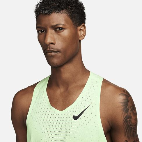Nike AeroSwift Men's Dri-FIT ADV Running Singlet (Vapor Green/Black, FN4231-376) Size X-Small in Saudi Arabia