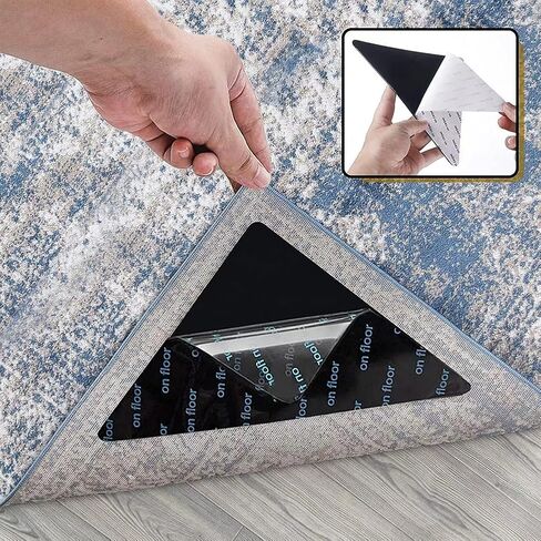 4PCS Non-Slip & Reusable: Ideal Rug Pad Grippers for Area Rugs & Corners in Saudi Arabia
