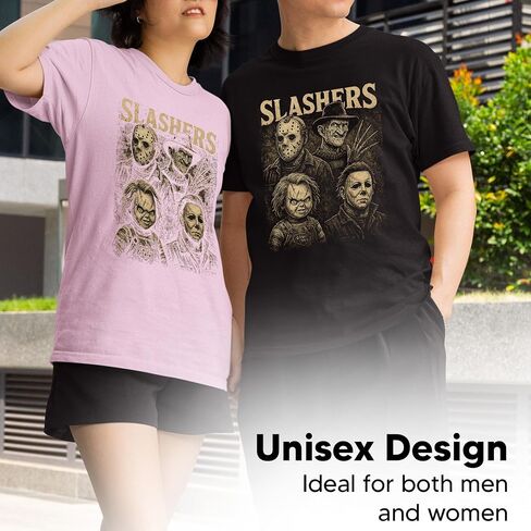 Slashers Horror T-Shirt Vintage Distressed Scary Movie Tee for Halloween | Classic Killer Graphic Shirt for Horror Fans in Kuwait