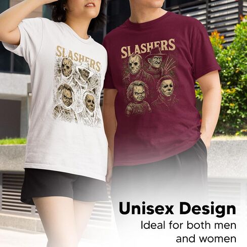 Slashers Horror T-Shirt Vintage Distressed Scary Movie Tee for Halloween | Classic Killer Graphic Shirt for Horror Fans in Kuwait