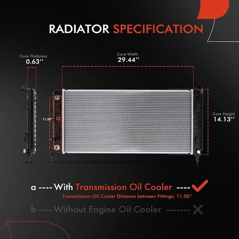 A-Premium Engine Coolant Radiator Assembly with Transmission Oil Cooler Compatible with Chevrolet Impala 2006-2011, Monte Carlo 2006-2007 & Buick LaCrosse, Allure 2005-2008, Automatic Transmission in Saudi Arabia