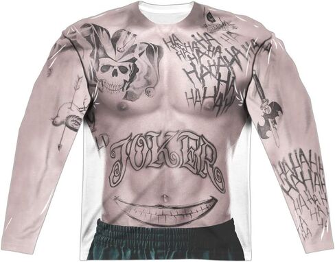 Popfunk Classic Suicide Squad Joker Tattoos (طباعة أمامية وخلفية) للجنسين للبالغين بأكمام طويلة تي شيرت للرجال والنساء in Saudi Arabia