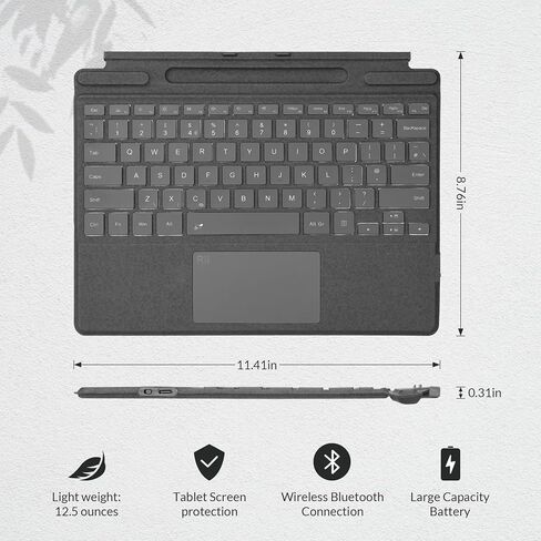 Rii Surface Pro Type Cover,Ultra-Slim Portable Bluetooth Wireless Keyboard with Touchpad,7 Color Backlit,Compatible with Microsoft Surface Pro 8/Pro 9/Pro X Only,Pink in Kuwait