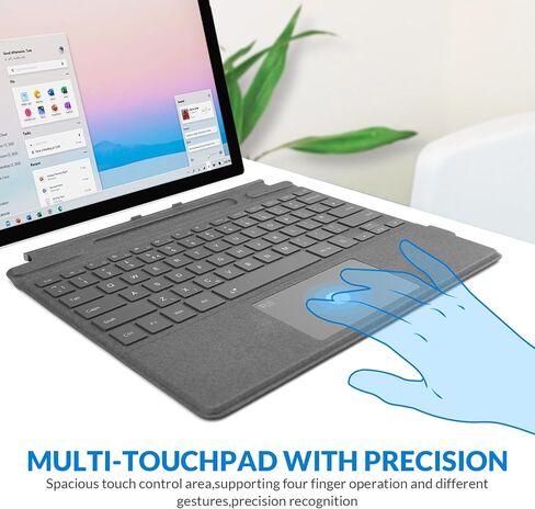 Rii Surface Pro Type Cover,Ultra-Slim Portable Bluetooth Wireless Keyboard with Touchpad,7 Color Backlit,Compatible with Microsoft Surface Pro 8/Pro 9/Pro X Only,Pink in Kuwait