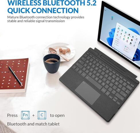 Rii Surface Pro Type Cover,Ultra-Slim Portable Bluetooth Wireless Keyboard with Touchpad,7 Color Backlit,Compatible with Microsoft Surface Pro 8/Pro 9/Pro X Only,Pink in Kuwait