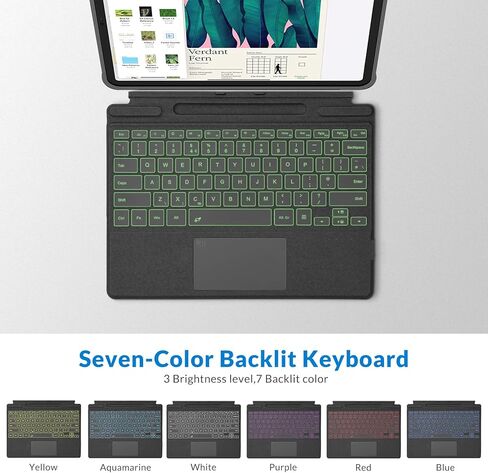 Rii Surface Pro Type Cover,Ultra-Slim Portable Bluetooth Wireless Keyboard with Touchpad,7 Color Backlit,Compatible with Microsoft Surface Pro 8/Pro 9/Pro X Only,Pink in Kuwait