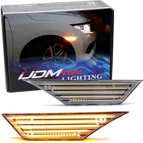 iJDMTOY Clear Lens White Full LED Front Side Marker Light Kit Compatible With 2016-2021 Honda Civic, Powered by 90-SMD LED, Replace OEM Sidemarker Lamps in Saudi Arabia