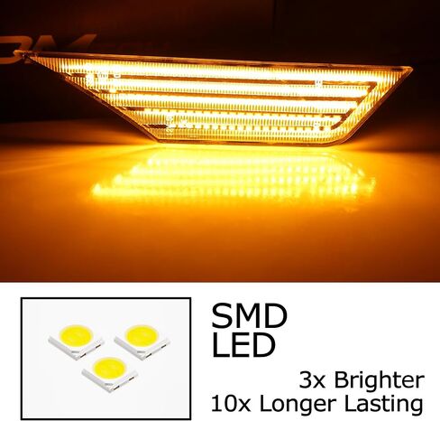 iJDMTOY Clear Lens White Full LED Front Side Marker Light Kit Compatible With 2016-2021 Honda Civic, Powered by 90-SMD LED, Replace OEM Sidemarker Lamps in Saudi Arabia