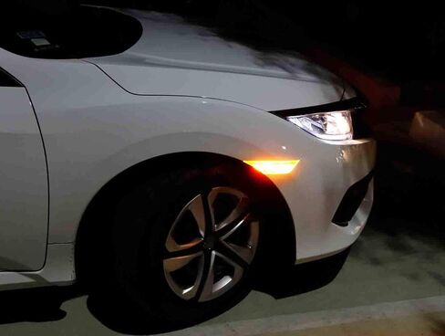 iJDMTOY Clear Lens White Full LED Front Side Marker Light Kit Compatible With 2016-2021 Honda Civic, Powered by 90-SMD LED, Replace OEM Sidemarker Lamps in Saudi Arabia