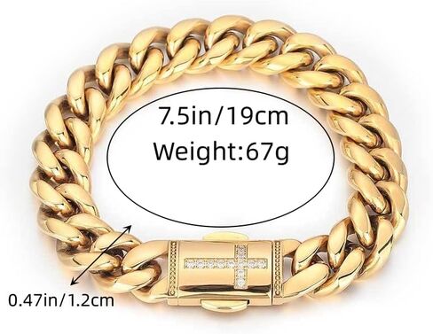 18K gold men's Cuban cross bracelet inlaid with moissanite high-end men's jewelry in Saudi Arabia