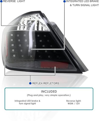 SPEC-D TUNING Black LED Tail Lights Compatible with 2004-2010 Scion tC, Left + Right Pair Assembly in Saudi Arabia