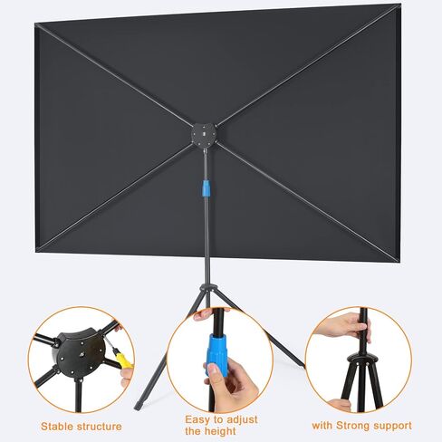 Projector Screen with Stand, 80 Inch Portable Projector Screen Outdoor Indoor, 1.5 Gain ALR Projection Screen, Anti Light, 4K Ultra HD 16:9 Outdoor Movie PVC Screen for Movie Night (Grey Screen) in Kuwait