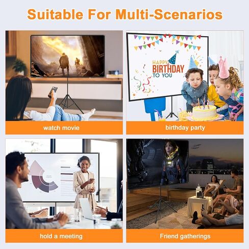 Projector Screen with Stand, 80 Inch Portable Projector Screen Outdoor Indoor, 1.5 Gain ALR Projection Screen, Anti Light, 4K Ultra HD 16:9 Outdoor Movie PVC Screen for Movie Night (Grey Screen) in Kuwait