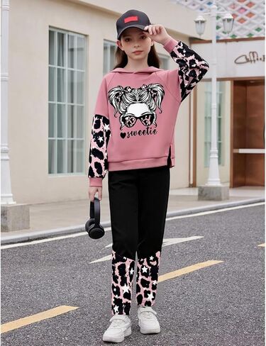 Kids Girls Clothes Girl Print Tie Dye Hoodie Pullover Sweatshirt Leggings 2 Pieces Outfits Set in Kuwait