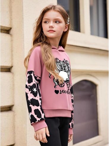 Kids Girls Clothes Girl Print Tie Dye Hoodie Pullover Sweatshirt Leggings 2 Pieces Outfits Set in Kuwait