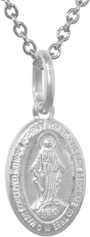 15 ملم قلادة ميدالية معجزة من الفضة الاسترليني صغيرة جدًا بيضاوية الشكل مريم العذراء إيطاليا 1/2 بوصة in Kuwait