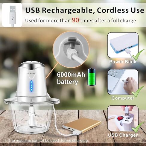 معالج الطعام 6000mAh مروحية خضار مستهدفة مع 5 كوب من وعاء زجاجي ، مروحيات اللحوم الثوم الكهربائية BPA معالجات طعام الأطفال الخلاط خلاط المطبخ الصغير ، هدية للعصين (وردي) in Kuwait