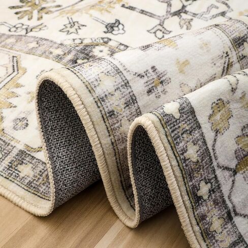 Washable 5x7 Area Rug - Living Room Large Rug Stain Resistant Carpet Vintage Carpet Bedroom Non-Slip Backing Home Decor Floor Decor Mat,Light Blue in Saudi Arabia